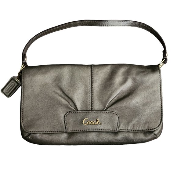 Coach Handbags - Coach Ashley Leather Large Flap Wristlet Wallet Bag Bronze Steel